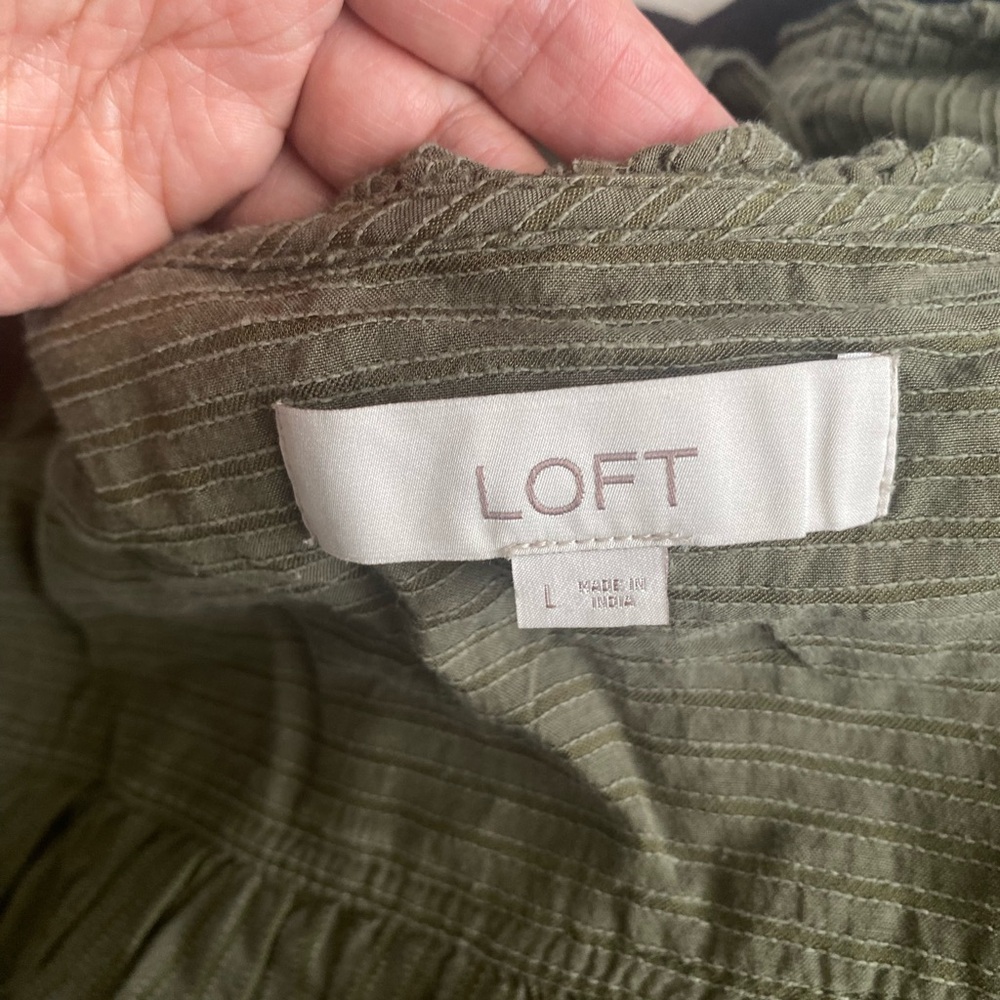 LOFT Green Textured Blouse
